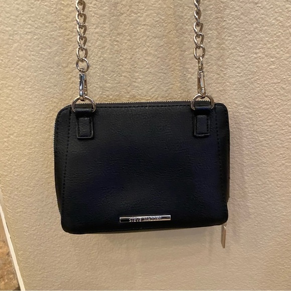 STEVE MADDEN Black Studded Silver Chain Purse Handbag 6”x8” - Picture 5 of 8